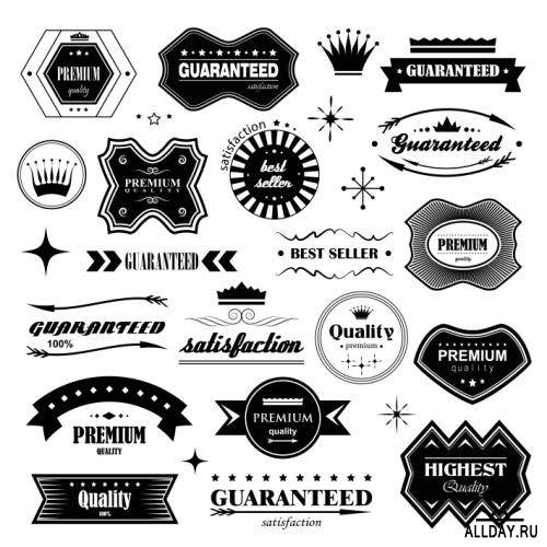 Retro Design Elements. Labels In Retro Style Isolated On White Background 1-3