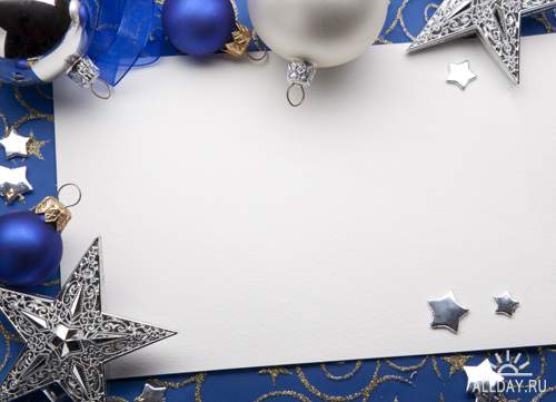 Новогодние синие рамки - Растровый клипарт | Christmas Blue Frames - UHQ Stock Photo