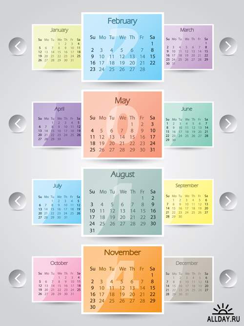 Календари на 2014 год - Векторный клипарт | Calendars 2014 - Stock Vectors