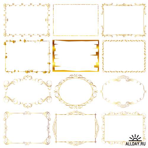 Золотые рамки - Векторный клипарт | Gold Frames - Stock Vectors