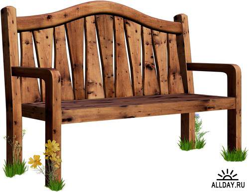 Garden elements - bench | Садовые и парковые элементы - Скамейка и лавка - Набор элементов для коллажей и скрапбукинга