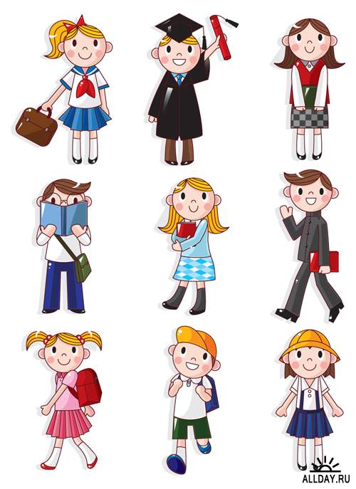 Школьные персонажи - Векторный клипарт | School cartoons - Stock Vectors
