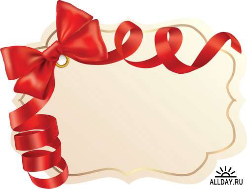 Greeting cards labels with ribbons and bows | Поздравительные лэйблы, открытки, карточки с лентами и бантами - элементы для коллажей