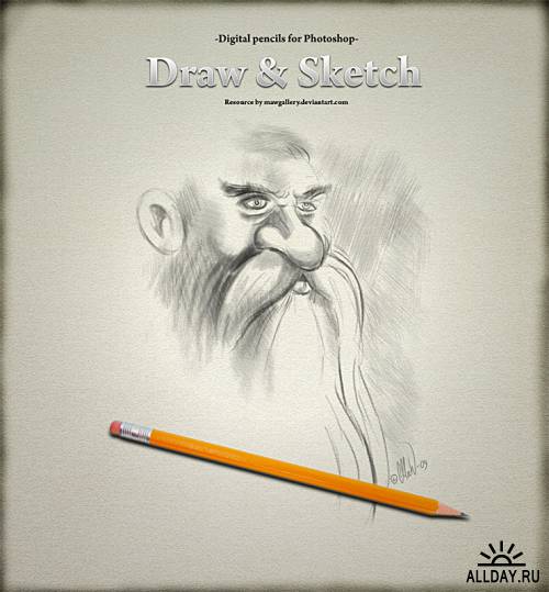5 pencil brushes by mawgallery