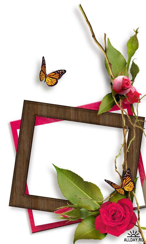 Floral Frame - cutouts 6 | Рамки - вырезы с цветами и листьями 6