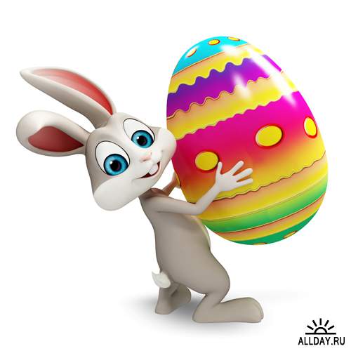 Пасхальный кролик - Растровый клипарт | Easter Rabbit 3D - UHQ Stock Photo