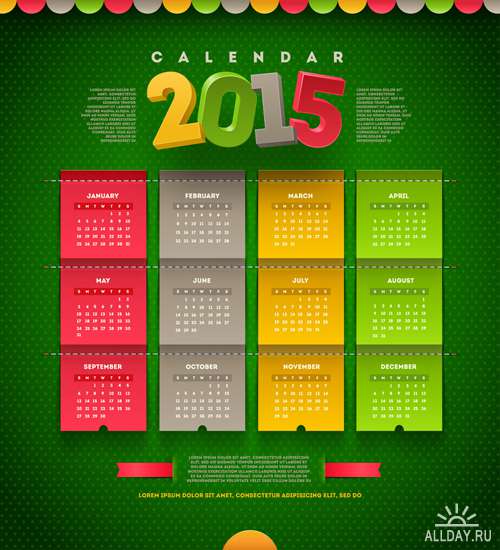 Календари на 2015 год #2 - Векторный клипарт | 2015 Calendars #2 - Stock Vectors[