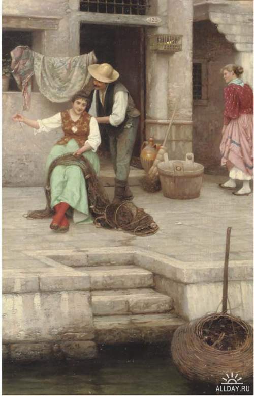 Итальянский художник Luigi Pastega (Venice, 1858-1927)