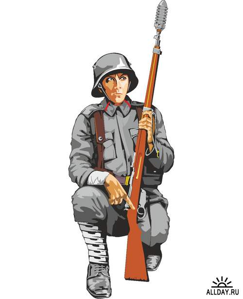 Солдаты и офицеры времен Второй Мировой Войны (вектор)