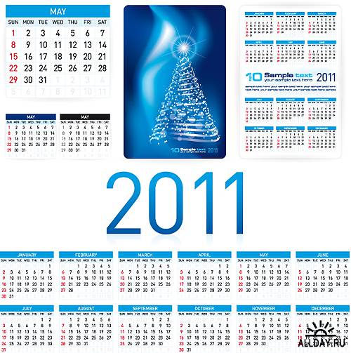 Stock Vectors - 2011 Calendar | Календарные сетки на 2011 год