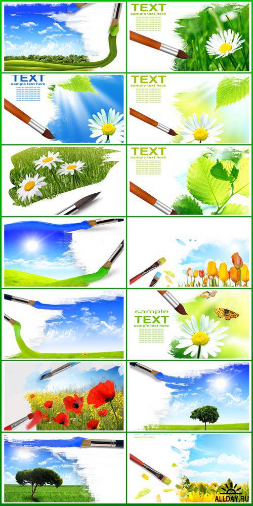 Stock Photo: Artist brush painting picture of summer nature