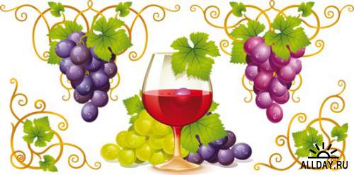 Виноград - набор элементов для коллажей