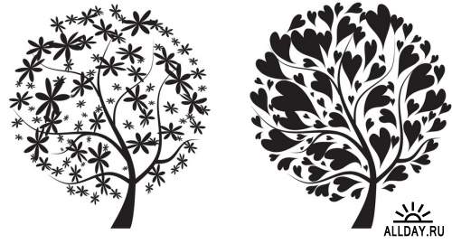 Trees and plants graphics | Деревья и растения - Набор графических элементов дизайна для коллажей