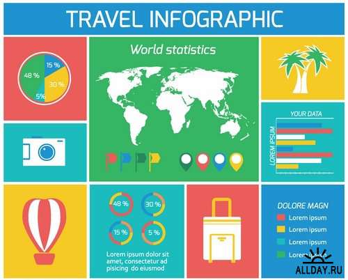Инфографика элементы для путешествия в векторе | Infographics elements for travel in vector from stock - 25 Eps