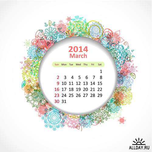 Календарные сетки 2014 #9 - Векторный клипарт