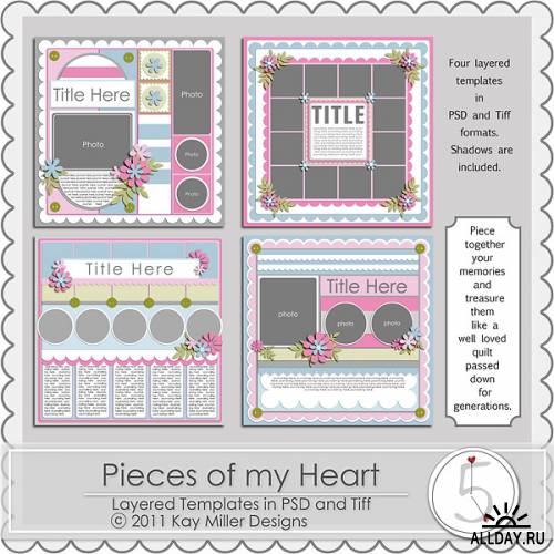 Scrap kit  Pieces of my Heart templates