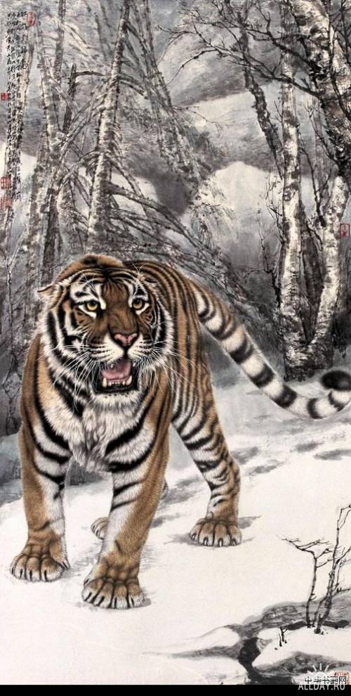 Художник Meng Xiangshun. Тигры