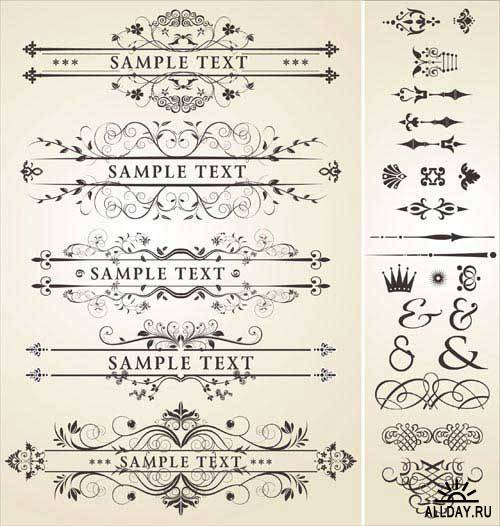 Каллиграфические элементы для дизайна. Вып.16 | Calligraphic design elements. Set.16