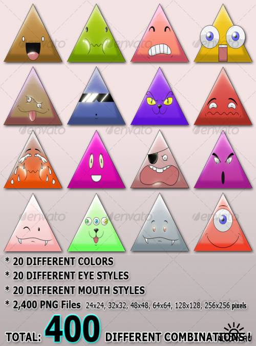 Crazy Faces & Triangles ultimate icons pack