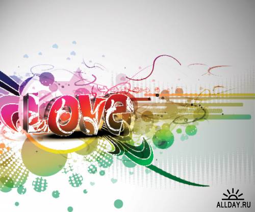 Cool three-dimensional art of the word love vector