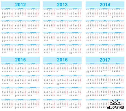 Календари на 2013-20128 года - Векторный клипарт | Calendars 2013-2018 - Stock Vectors