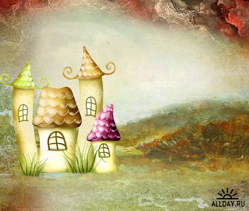 Children's backgrounds with houses and buildings | Детские фоны с домиками и домами