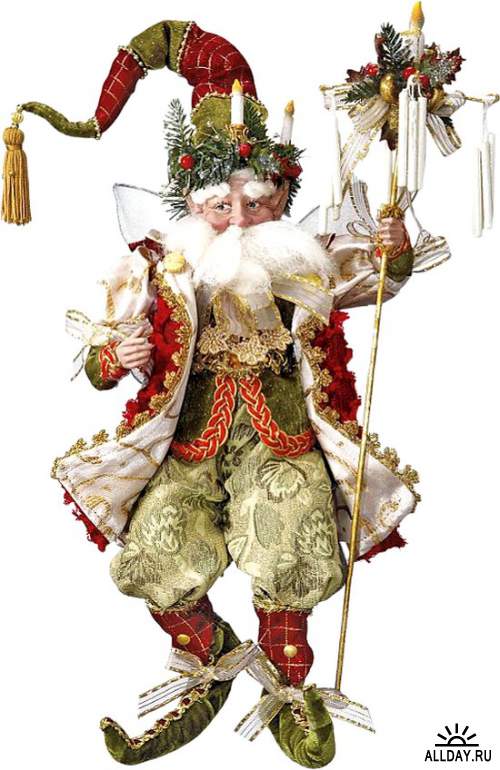 Статуэтки и фигурки - Санта Клаус, ангелы, олени, снеговики на прозрачном фоне