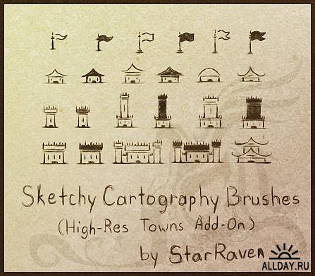 Кисти Рукописная картография / Sketchy Cartography Brushes